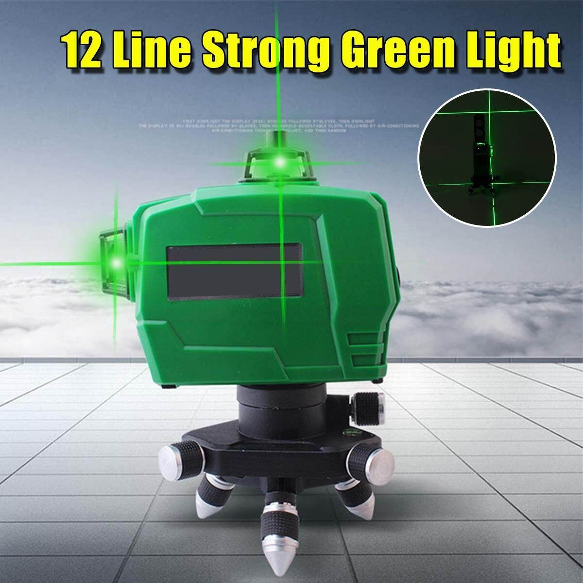 12 Line Strong Green Light 3D Laser Level Measure With Wall Attachment Frame