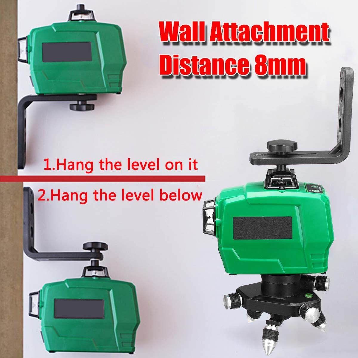 12 Line Strong Green Light 3D Laser Level Measure With Wall Attachment Frame