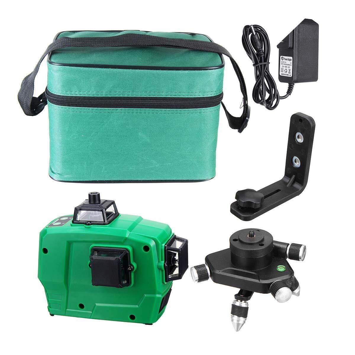 12 Line Strong Green Light 3D Laser Level Measure With Wall Attachment Frame