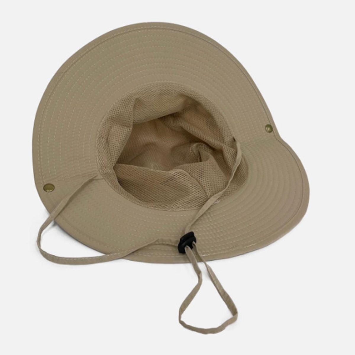 Sun Hat Japanese Style Wide Brim Drawstring Fishing Hat Beige