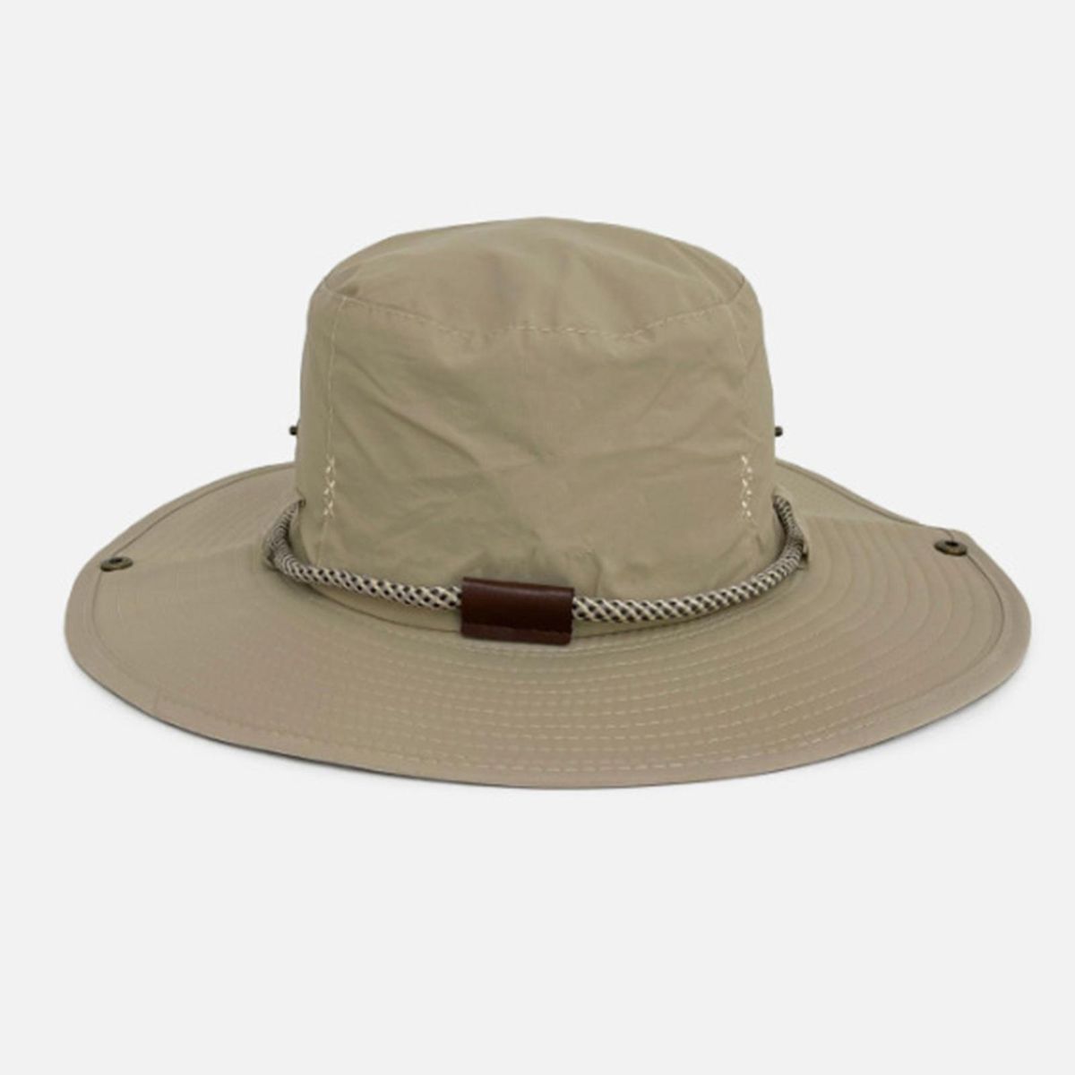 Sun Hat Japanese Style Wide Brim Drawstring Fishing Hat Beige