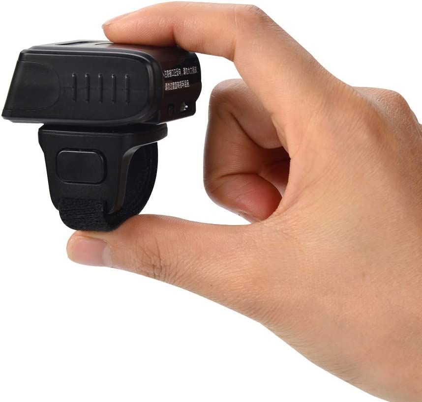 R100 Ring Bluetooth Barcode Scanner,Wearable Mini Wireless 1D Bar Code Scanners,Micro Portable Barcode Reader For Store,Supermarket And Warehouse, Supports Windows, Linux And Mac OS System