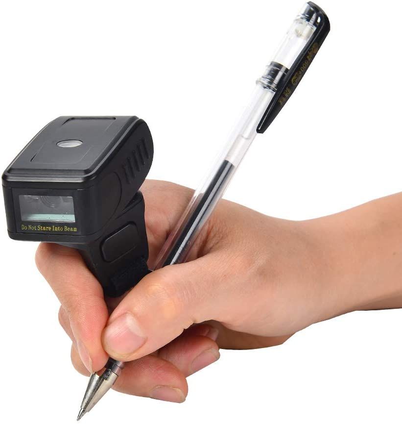 R100 Ring Bluetooth Barcode Scanner,Wearable Mini Wireless 1D Bar Code Scanners,Micro Portable Barcode Reader For Store,Supermarket And Warehouse, Supports Windows, Linux And Mac OS System