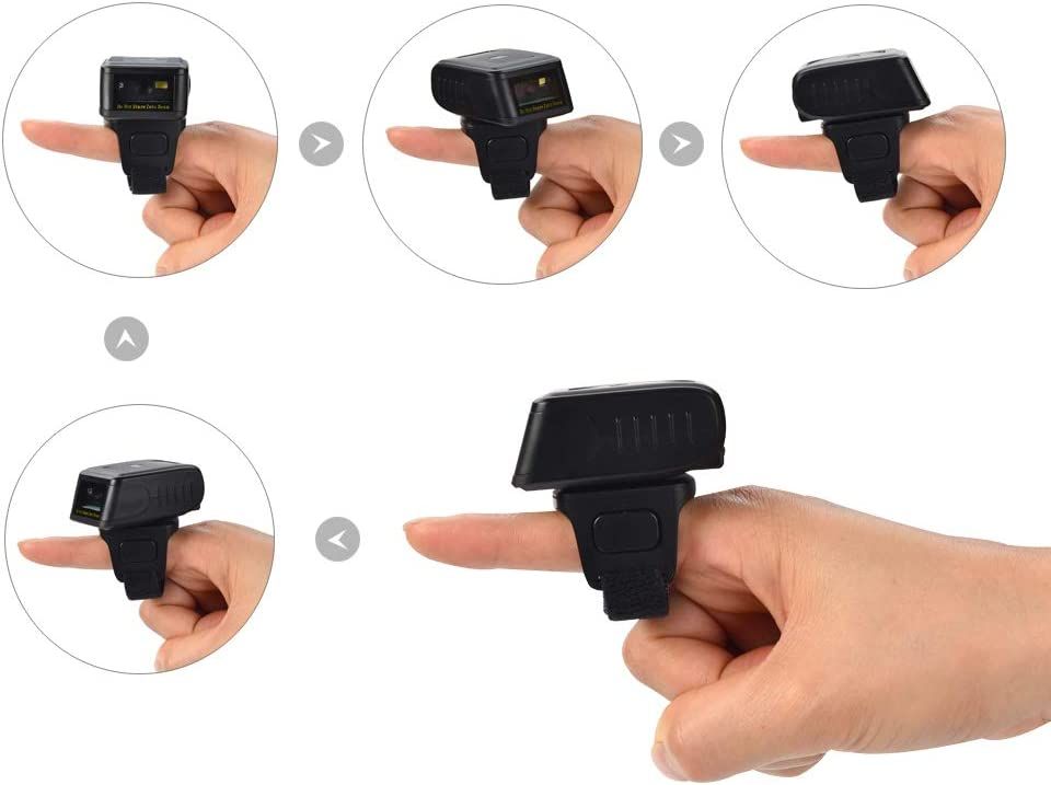 R100 Ring Bluetooth Barcode Scanner,Wearable Mini Wireless 1D Bar Code Scanners,Micro Portable Barcode Reader For Store,Supermarket And Warehouse, Supports Windows, Linux And Mac OS System