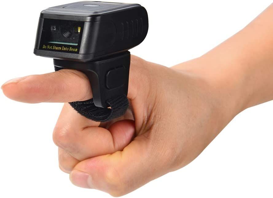 R100 Ring Bluetooth Barcode Scanner,Wearable Mini Wireless 1D Bar Code Scanners,Micro Portable Barcode Reader For Store,Supermarket And Warehouse, Supports Windows, Linux And Mac OS System