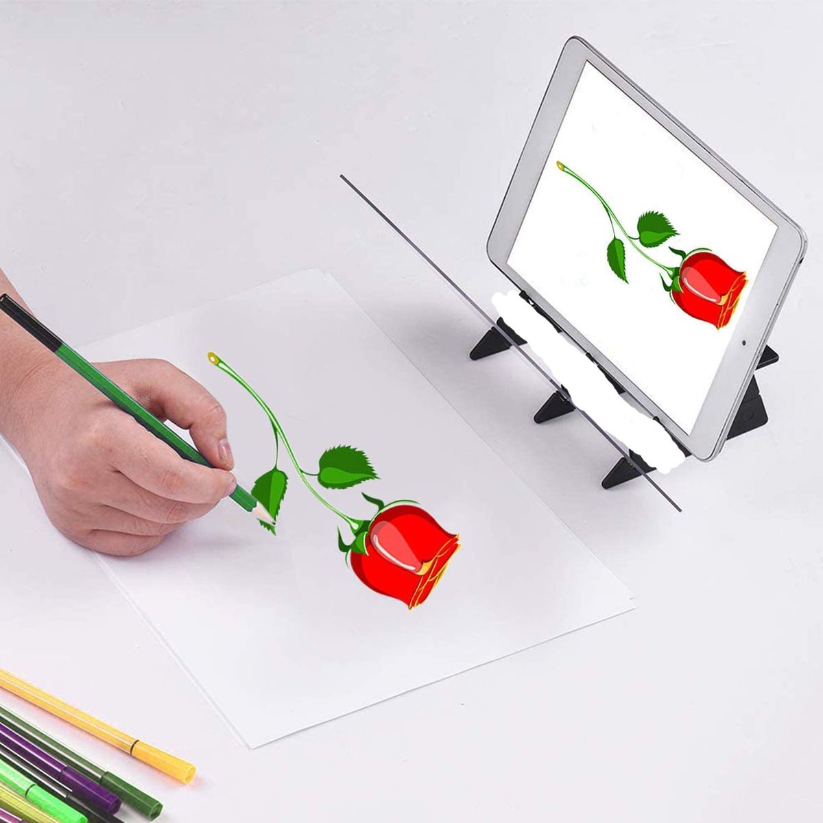 Kids LED Projection Drawing Copy Board Projector Painting Tracing Board Sketch Specular Reflection Dimming Bracket Phone Holder