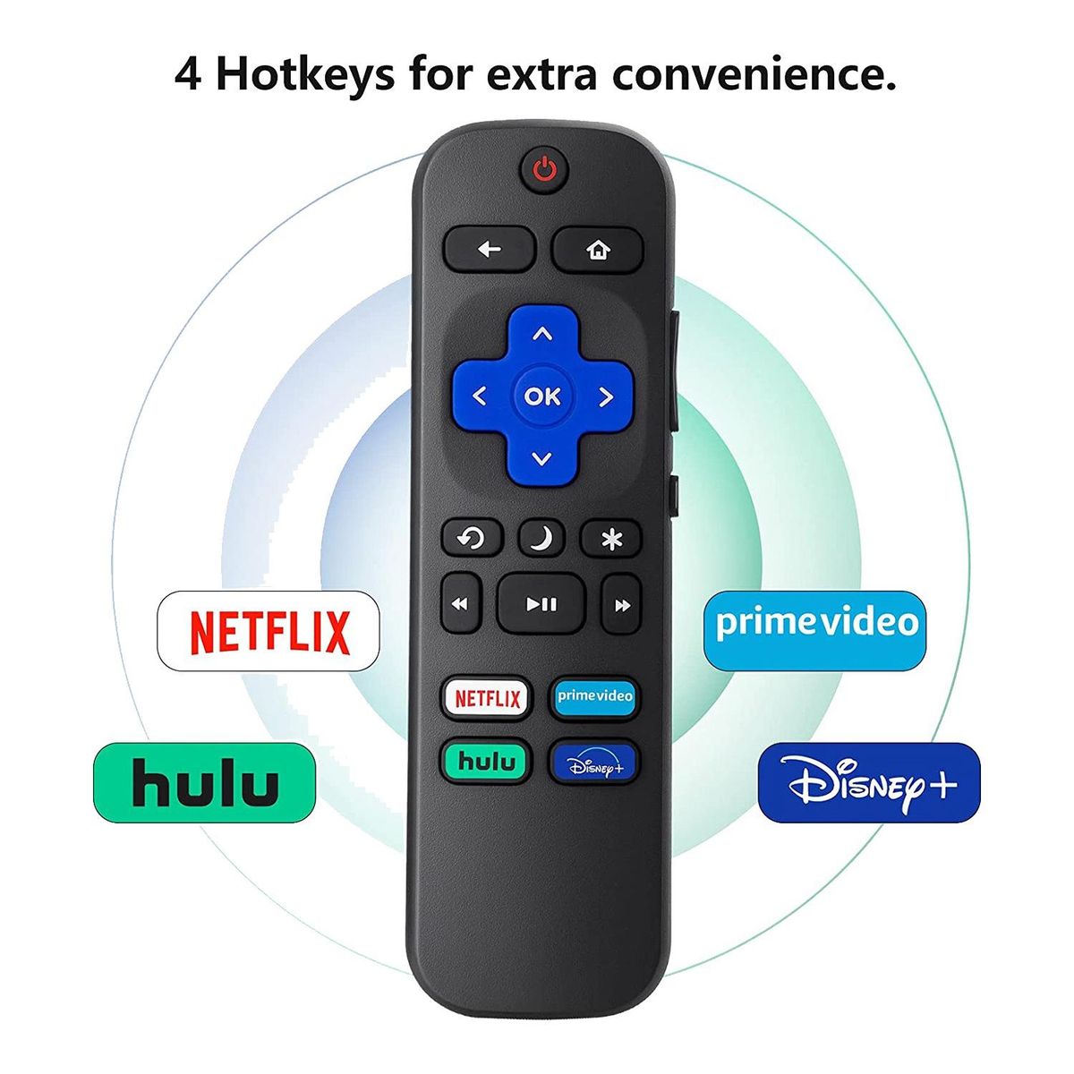 Universal TV Remote for Roku TV,Replacement for TCL Roku/Hisense Roku/Sharp Roku TV,TV Remote with Netflix/Hulu
