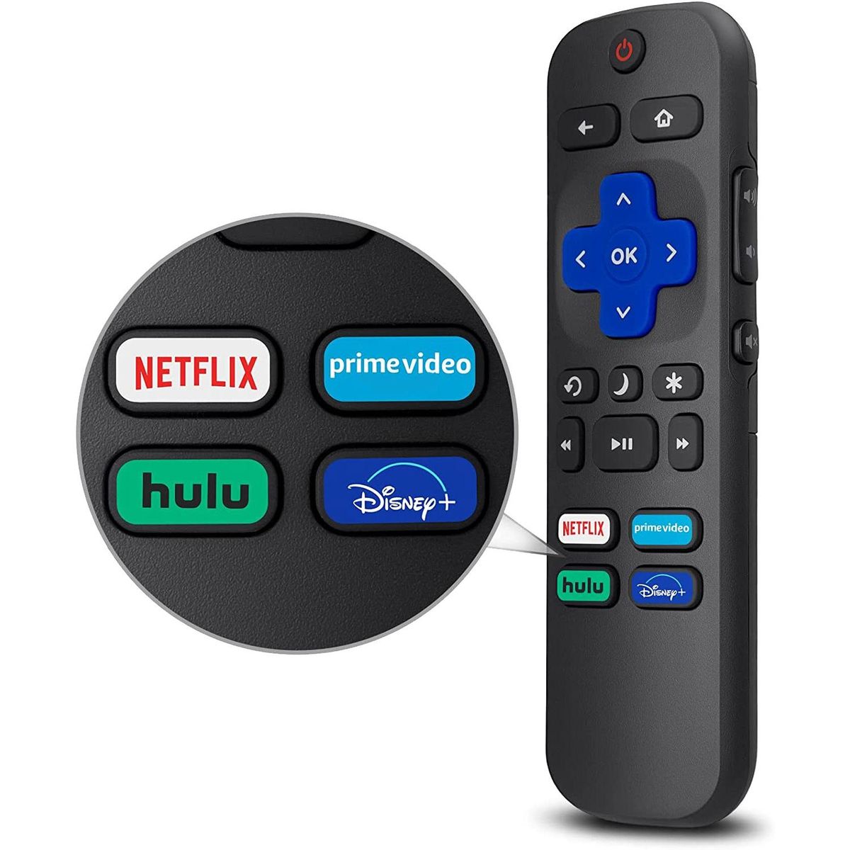 Universal TV Remote for Roku TV,Replacement for TCL Roku/Hisense Roku/Sharp Roku TV,TV Remote with Netflix/Hulu