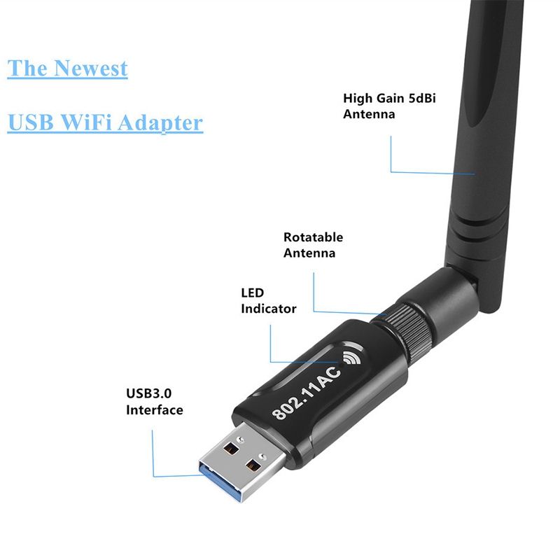 1200Mbps USB Network Adapter 2.4G 5.8G Usb3. 0 Dual Band