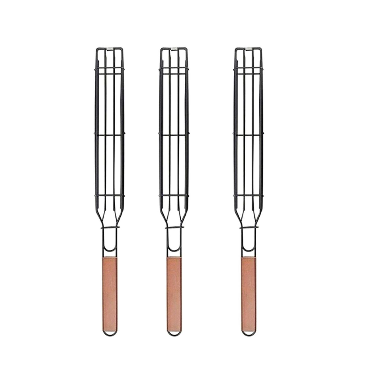 3Pcs BBQ Grilling Basket Stainless Steel Barbecue Grill Basket Tools Grill Mesh for Fish Vegetable Steak BBQ Tools