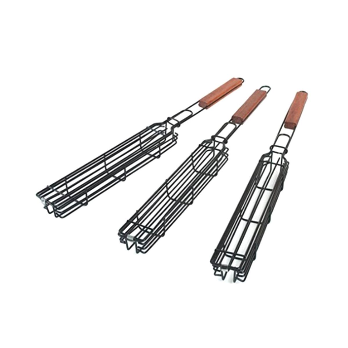 3Pcs BBQ Grilling Basket Stainless Steel Barbecue Grill Basket Tools Grill Mesh for Fish Vegetable Steak BBQ Tools