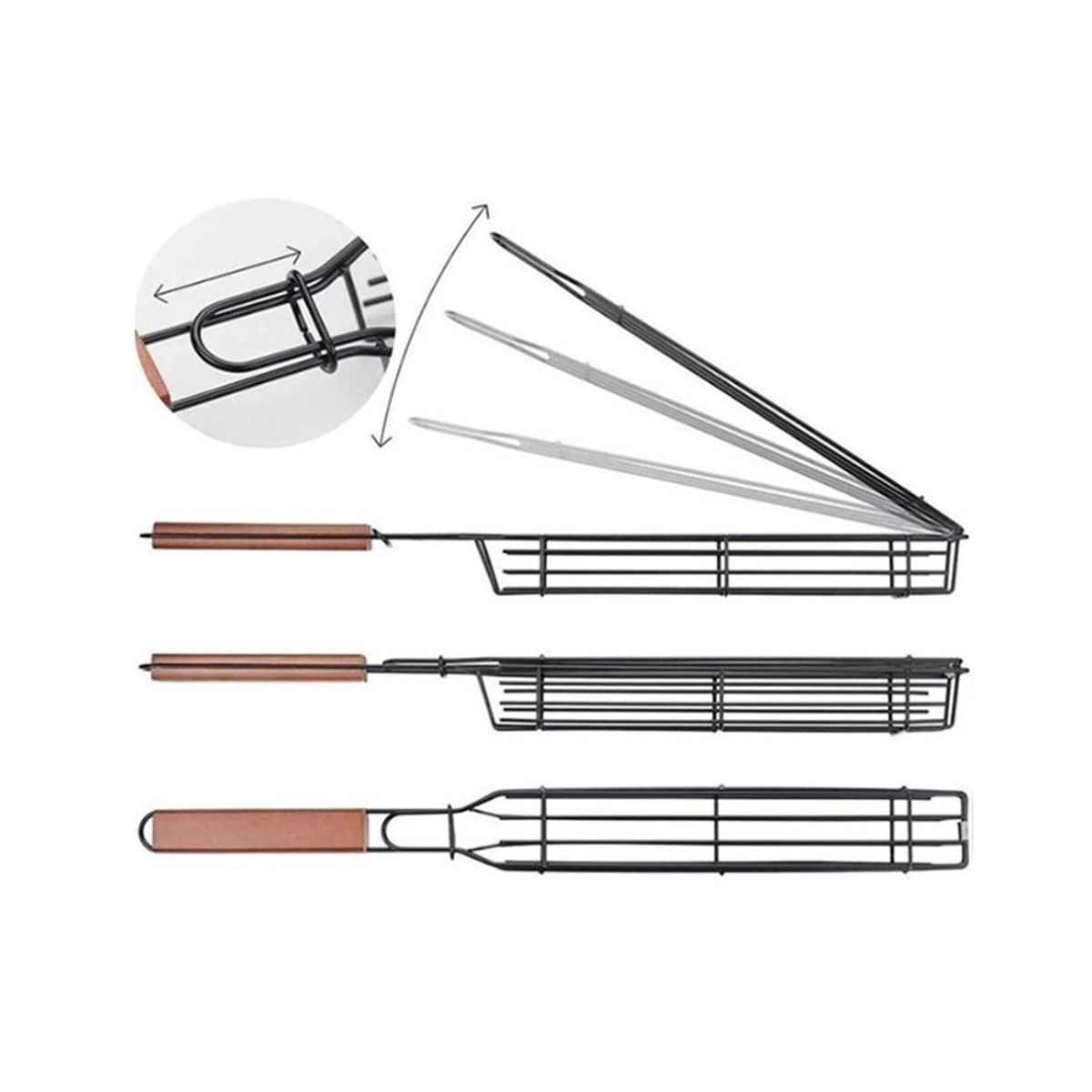 3Pcs BBQ Grilling Basket Stainless Steel Barbecue Grill Basket Tools Grill Mesh for Fish Vegetable Steak BBQ Tools