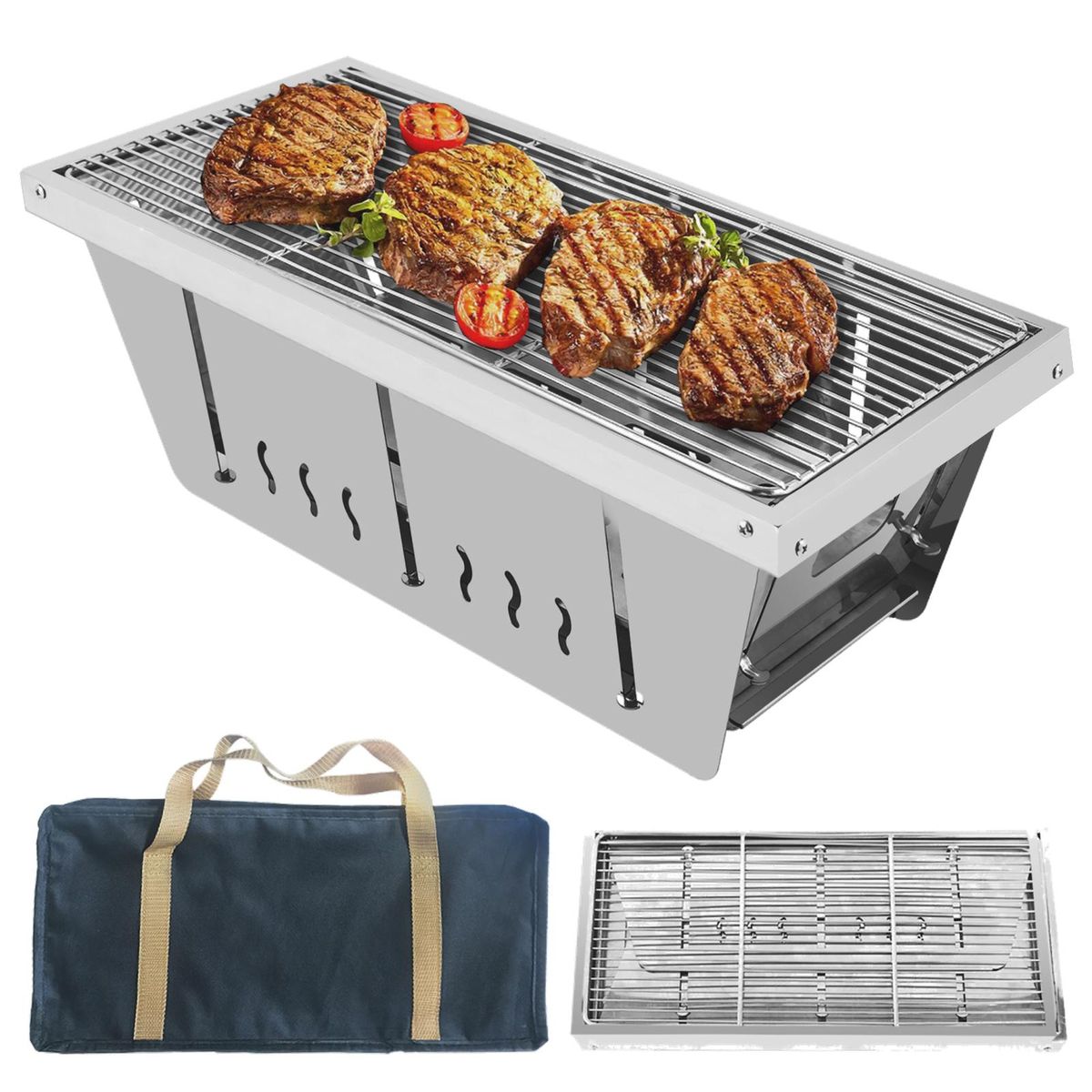 Portable charcoal grill, balcony mini barbecue grill home and outdoor adjustable ultra-light travel foldable 16 '' seconds into the grill