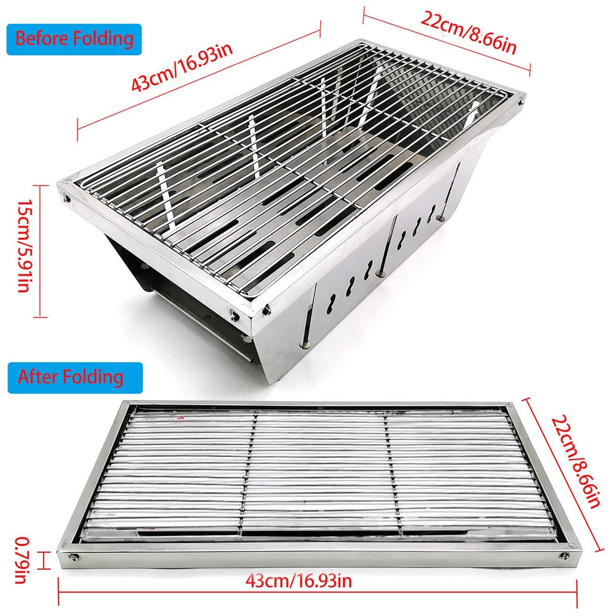 Portable charcoal grill, balcony mini barbecue grill home and outdoor adjustable ultra-light travel foldable 16 '' seconds into the grill