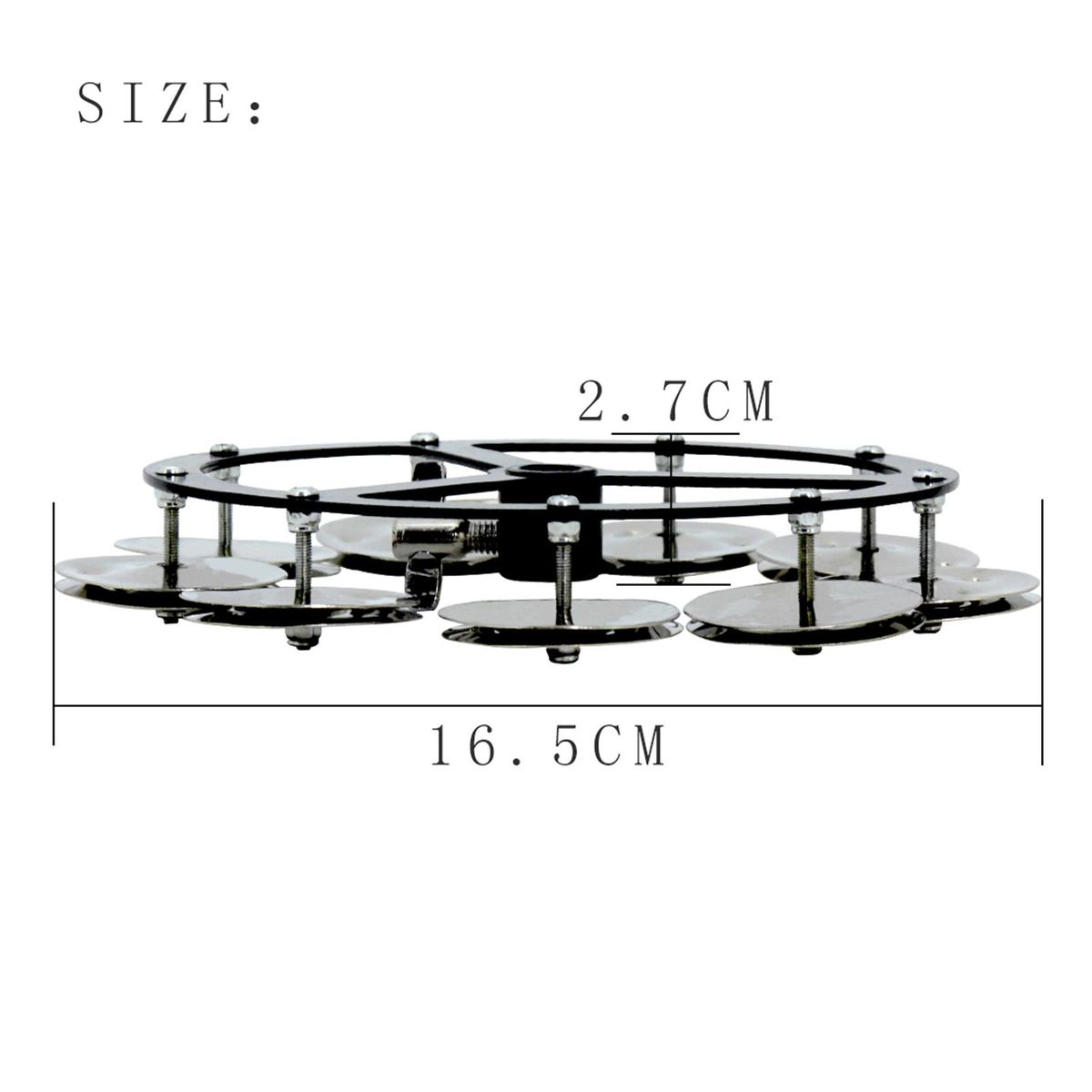 Mountable Hihat Tambourine With Steel Jingles For Drum Set