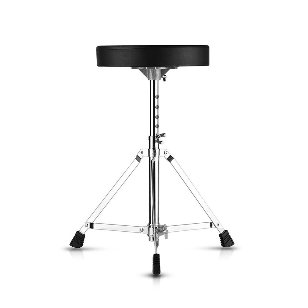Universal Drum Throne Round Padded Drum Seat Stool Single-braced Stainless Steel Legs Anti-slip 5 Levels Adajustable Height for Adult Drummers