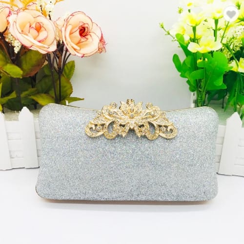 Sparkly Rhinestone Clutch Purse - Silver