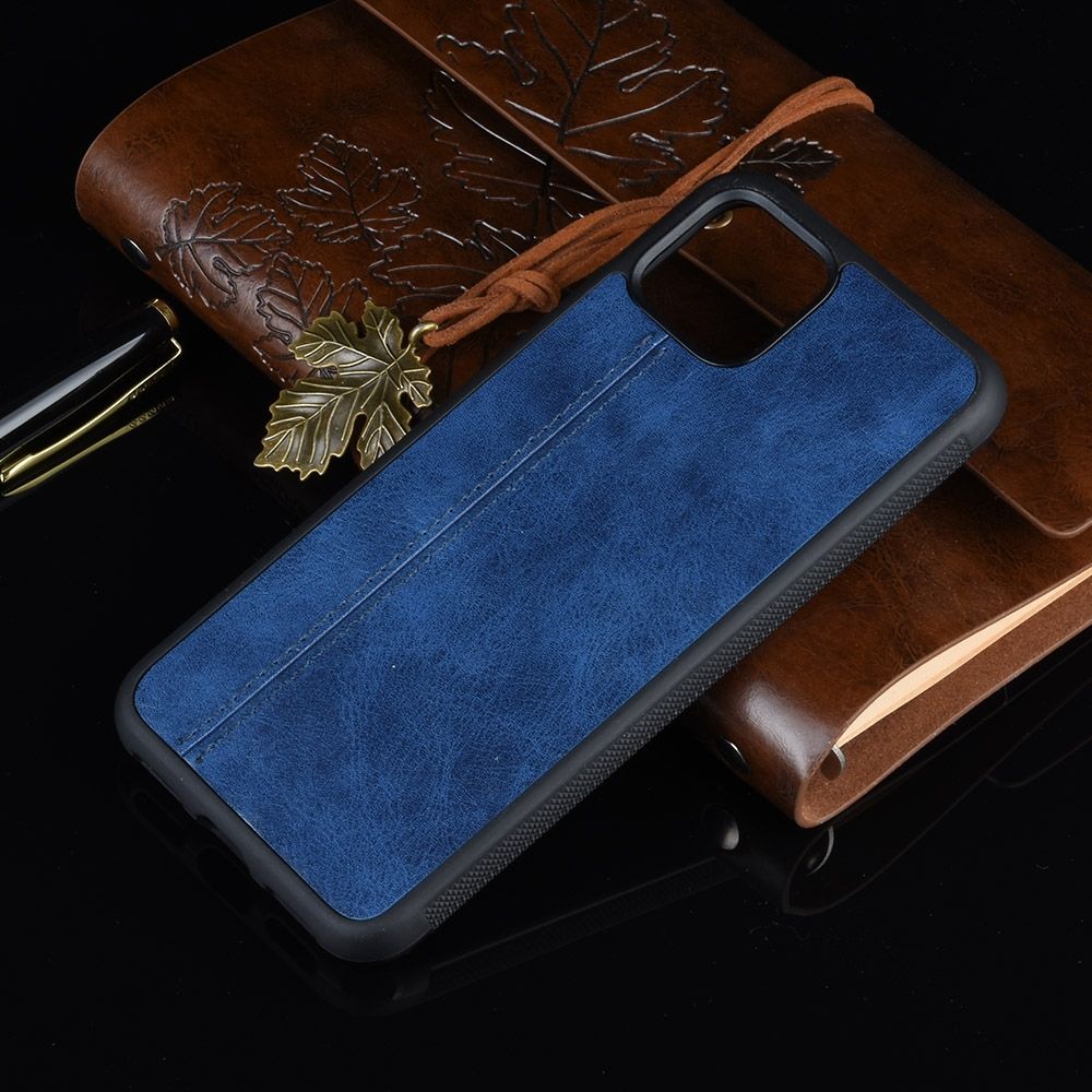 For Google Pixel 4 XL Shockproof Sewing Cow Pattern Skin PC + PU + TPU Case(Blue)