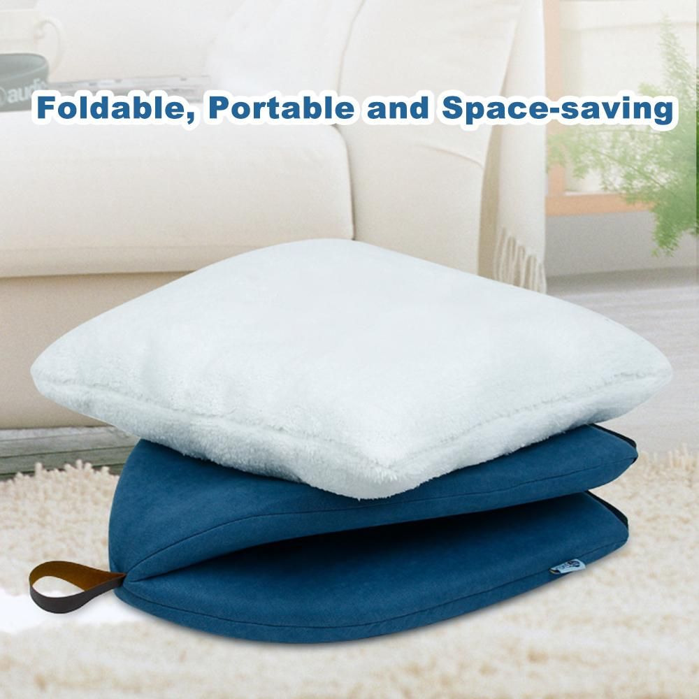 Foldable Cat Bed Breathable Cat House Indoor Pet Tent Dog Bed with Mat (Blue, Size L)