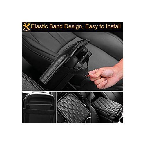 Black Color Leather Car Armrest Pad Cover (universal)
