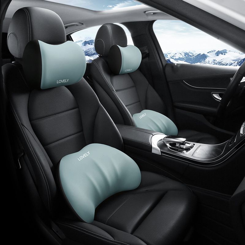 Car Neck & Back Pillow Set For Driving Lumbar Support（2Pcs）