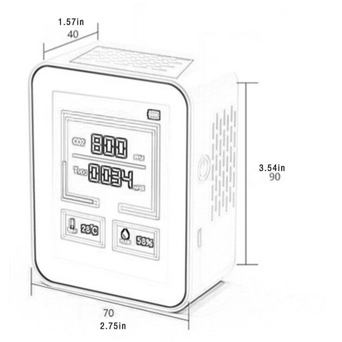 Temperature Humidity Air Dete Tor Air Qu Ty Monitor Digital PM2.5 Dete Tor-white