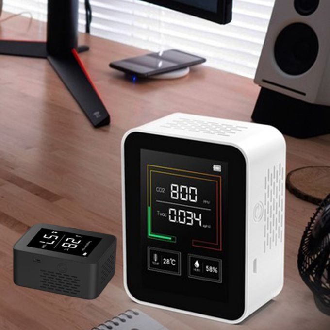 Temperature Humidity Air Dete Tor Air Qu Ty Monitor Digital PM2.5 Dete Tor-white