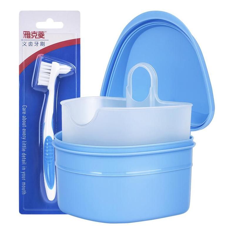 Y-Kelin High Capacity Denture Care Box and Brush Used To Store Dentures Oral Cleaning  Nursing Appliances Support Dropshop