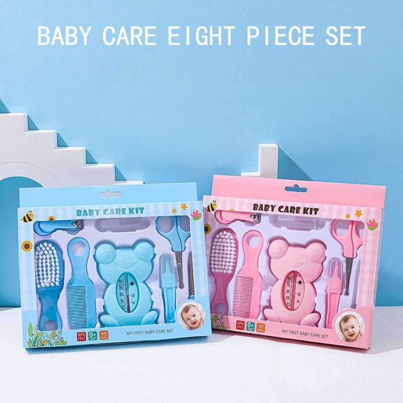 8pcs/Set Newborn Baby Kids Nail Hair Health Care Medicine Feeder Thermometer Grooming Brush Kit Baby Essentials Material Safety