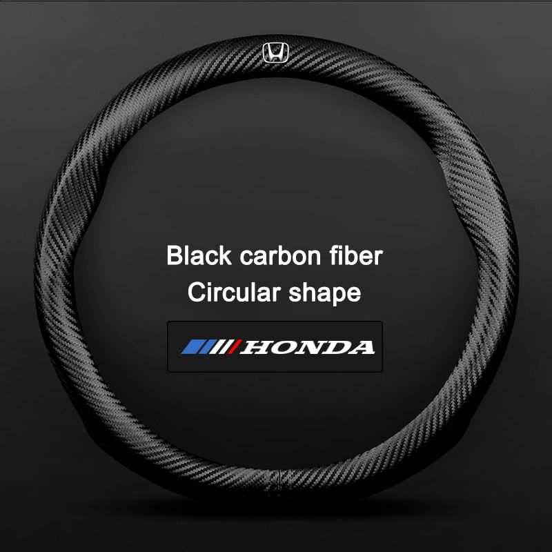 38CM Carbon Fiber Car Steering Wheel Cover For Honda Fit XRV Civic CRV Sail Emerald Binzhi Lingpai Odyssey Accord Gray