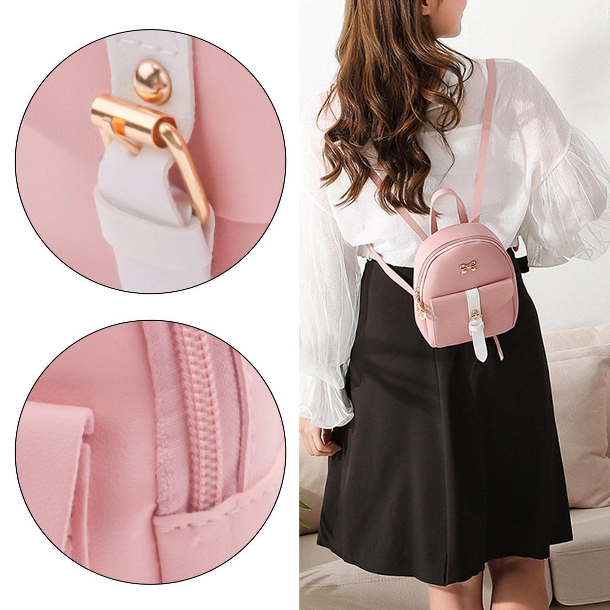 Mini Backpack Small Diagonal Bag Leather Backpack Cute Bow Backpack Ladies Wallet