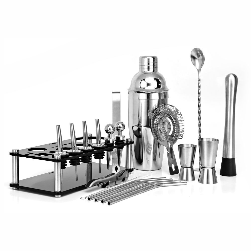 20pcs Cocktail Set Boston Shaker Mixer Stainless Drink Home