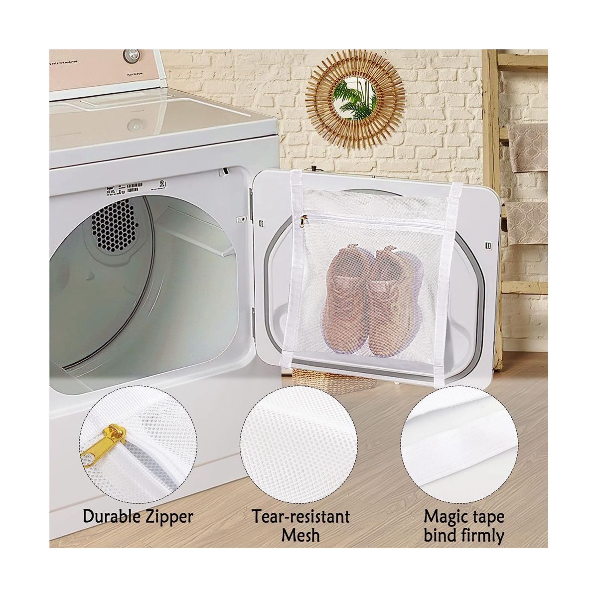 3 Pcs Sneaker Wash&Dry Net Bag for Dryer,Honey C