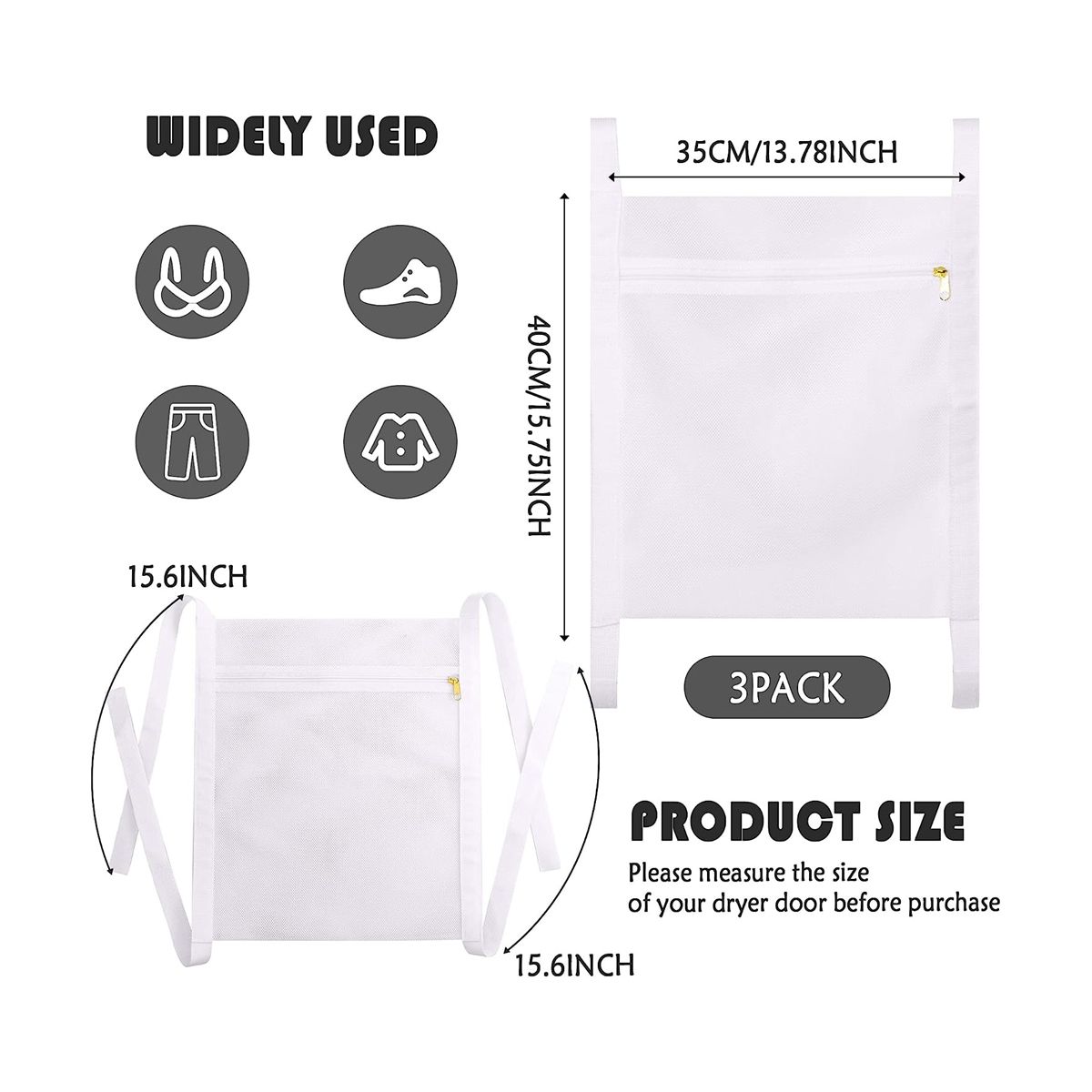 3 Pcs Sneaker Wash&Dry Net Bag for Dryer,Honey C