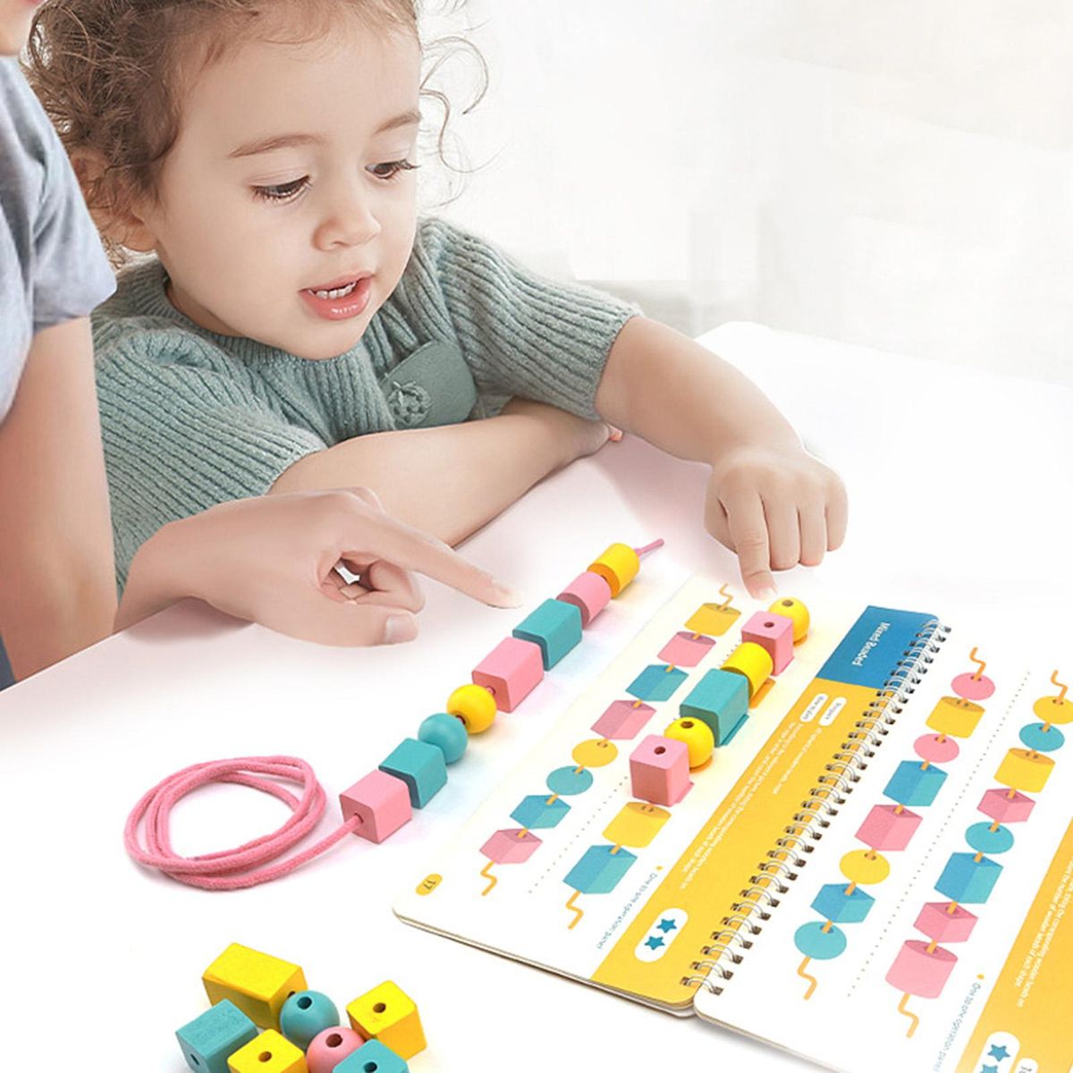 1 Set Lacing Beads Toys Lacing Blocks Beads Game