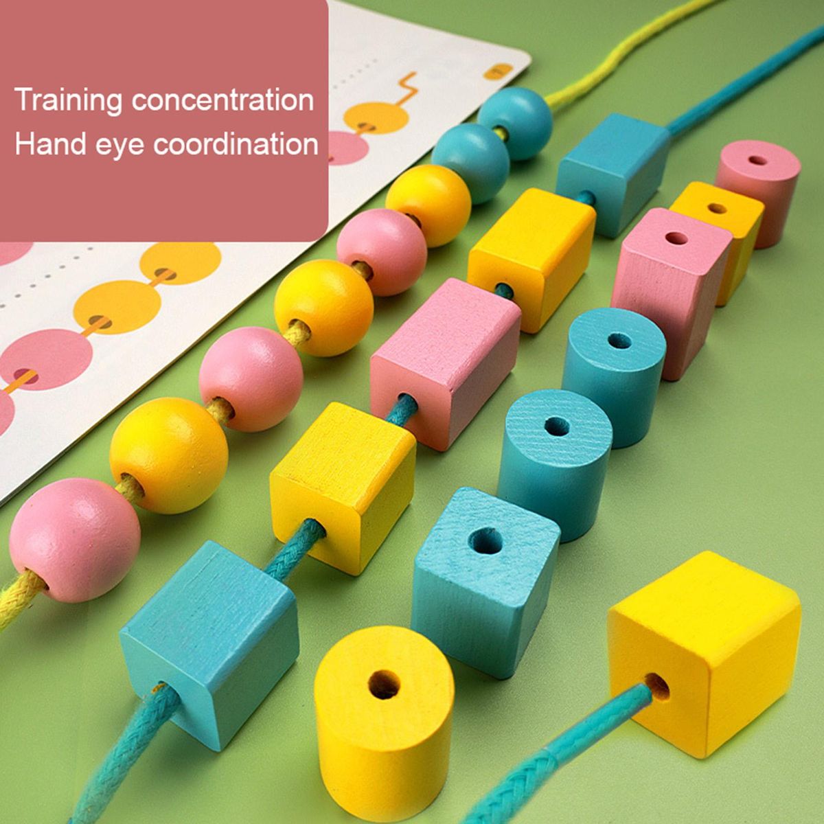 1 Set Lacing Beads Toys Lacing Blocks Beads Game