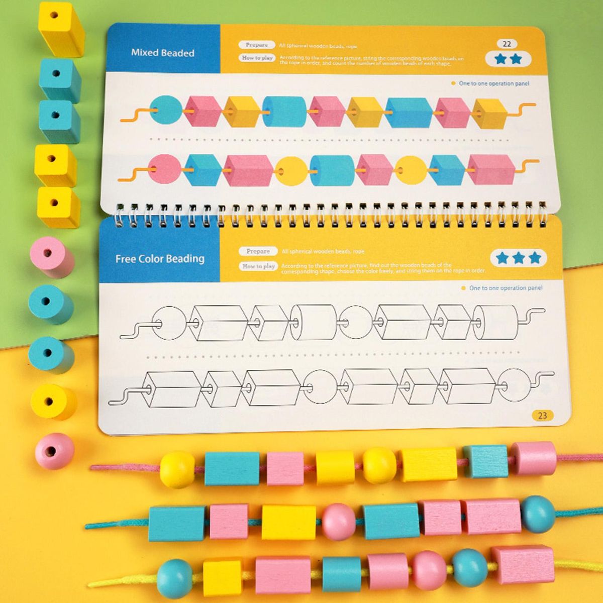 1 Set Lacing Beads Toys Lacing Blocks Beads Game