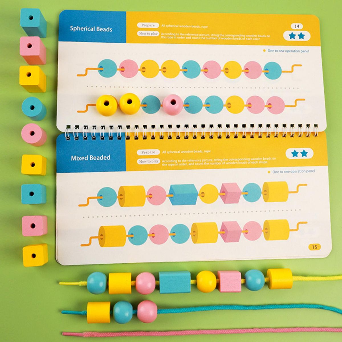 1 Set Lacing Beads Toys Lacing Blocks Beads Game
