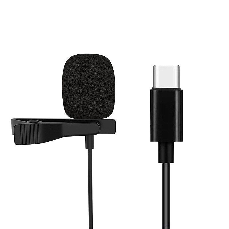 High Sensitivity Mic Tie Clip Type C 3.5mm Audio Microphones Clip-on Lapel Speaking Singing Speech For Android Phone