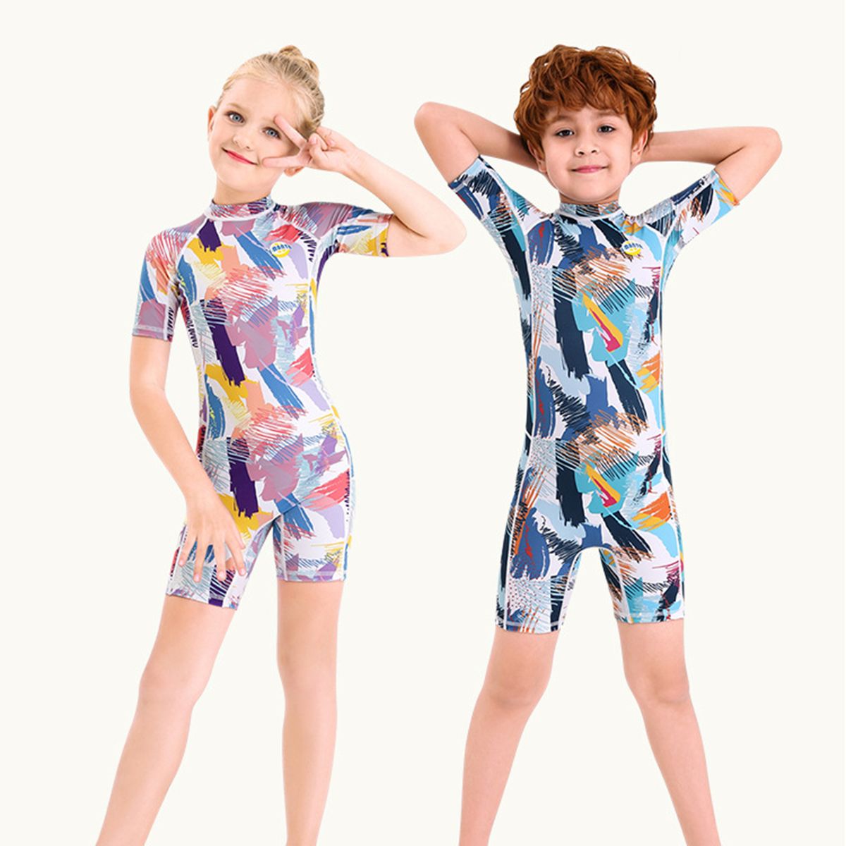 Elastic Breathable Spandex Children One-piece Monokini-Blue