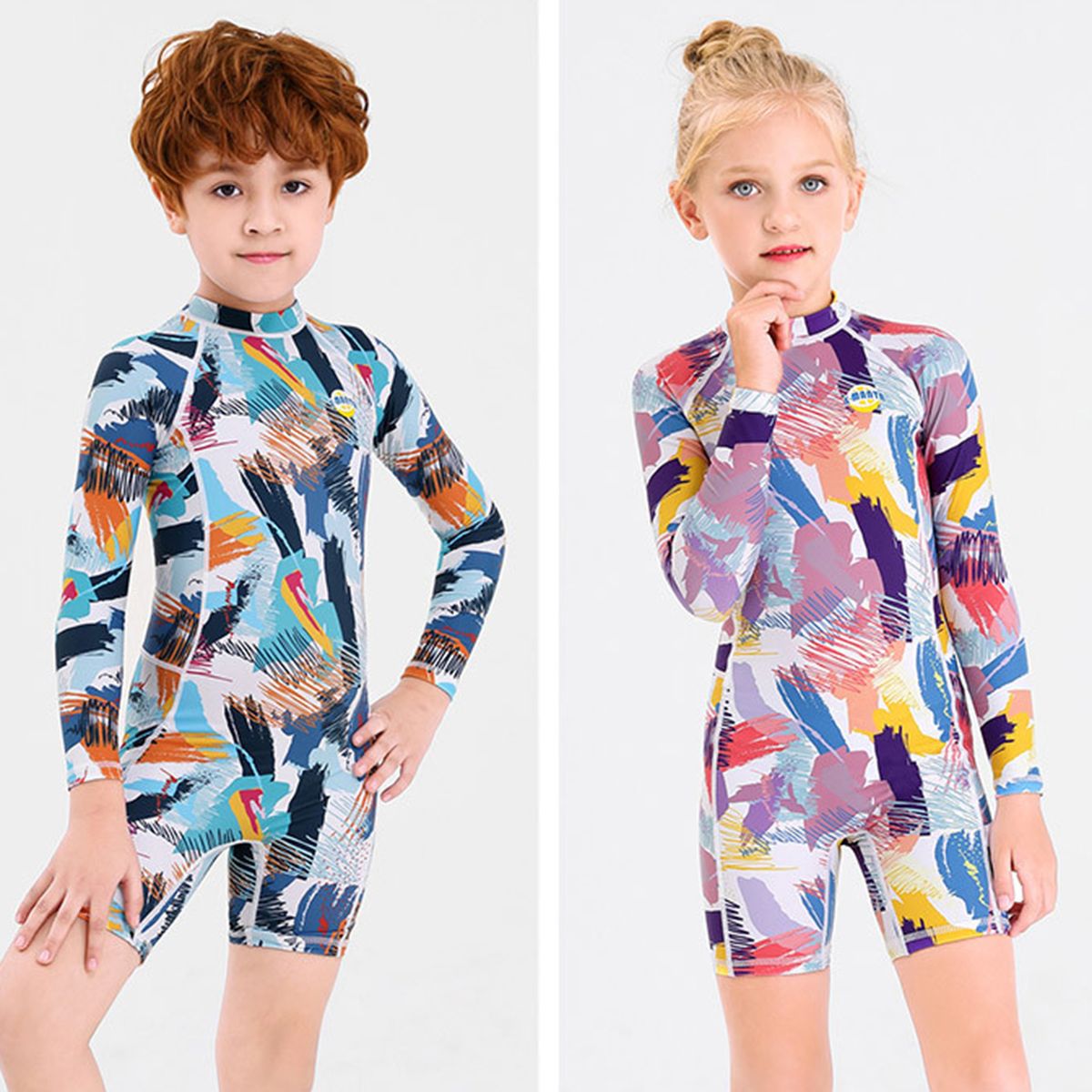 Elastic Breathable Spandex Children One-piece Monokini-Blue