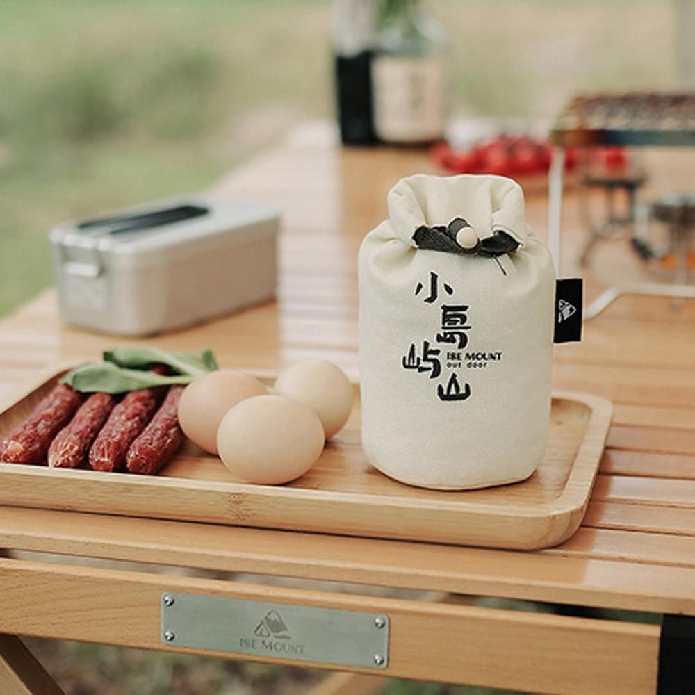 Outdoor Camping Grain Rice Canvas Storage Bag Funnel Mouth Wooden Buckle Bundle Mouth 680ml Large Capacity Dried Fruit Coffee Bean Carrying Bags