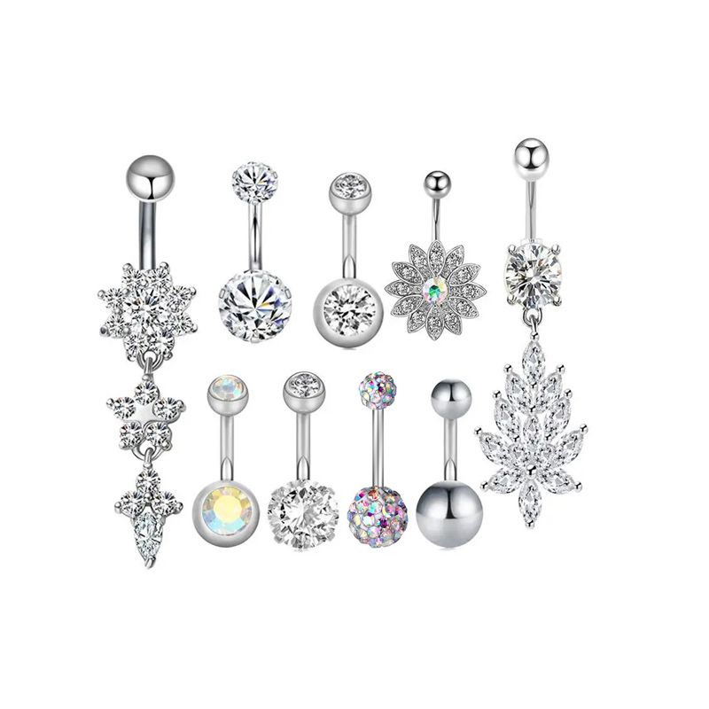 9 Piece Dangle Belly Button Rings Navel Piercing Jewelry