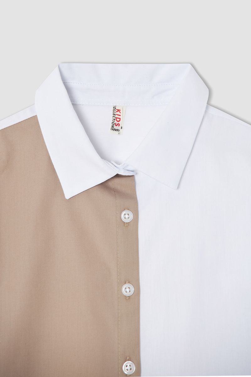 Girl - Regular Fit Woven Long Sleeve Shirt - Ecru