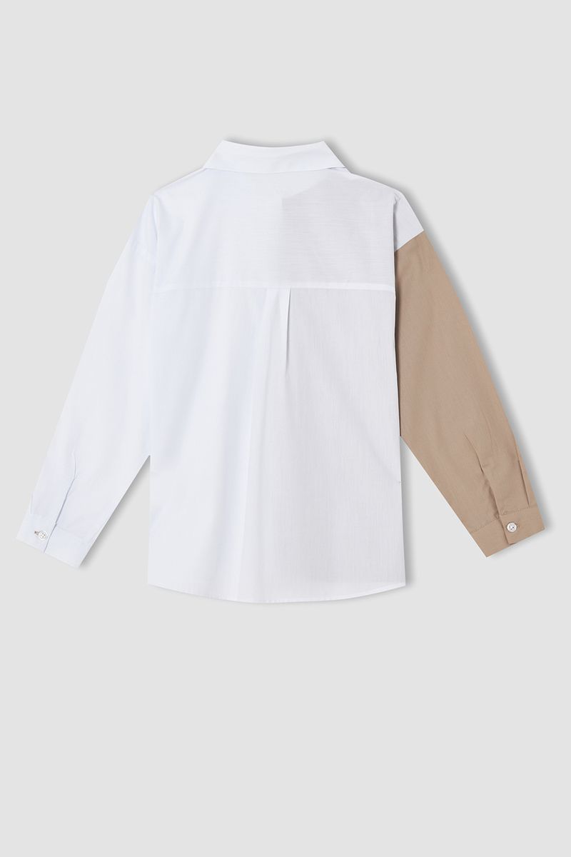 Girl - Regular Fit Woven Long Sleeve Shirt - Ecru
