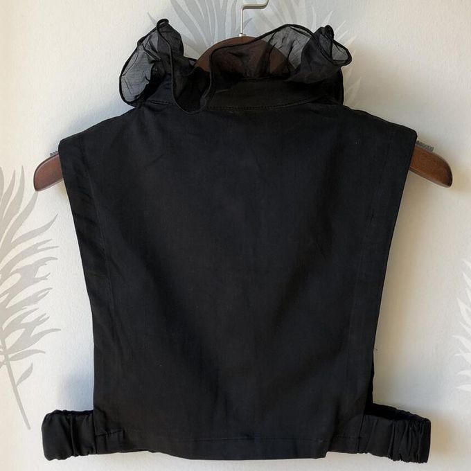 Women Chiffon Detachable Faux Shirt Stand Collar False Necklace Black