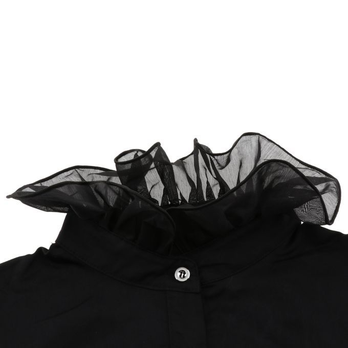 Women Chiffon Detachable Faux Shirt Stand Collar False Necklace Black