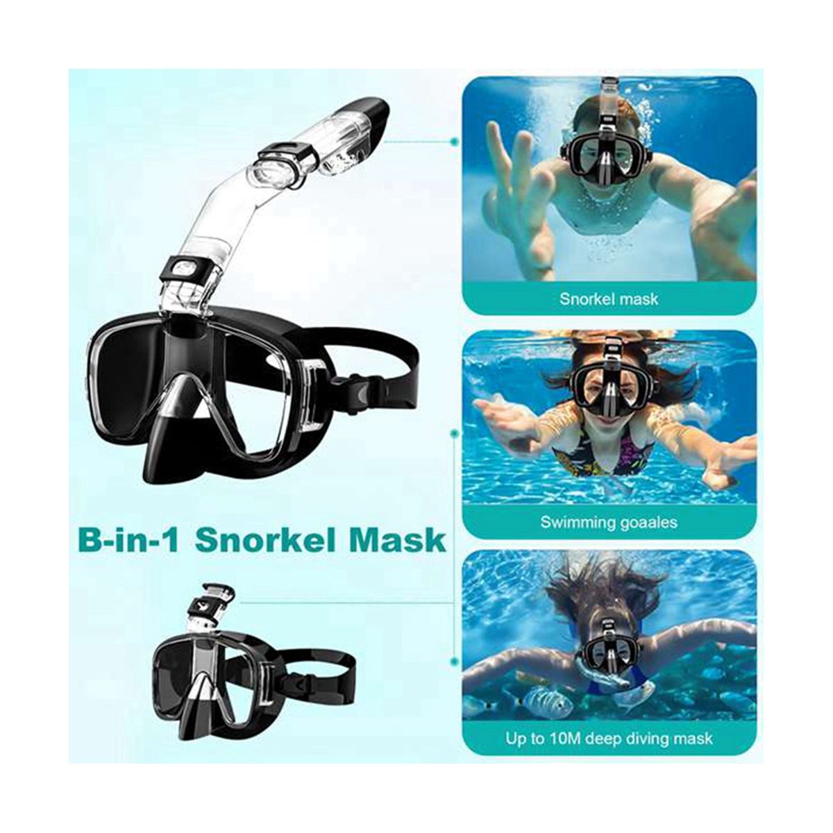 Diving Mask Anti-Fog Snorkel Mask Set with Full Dry for
