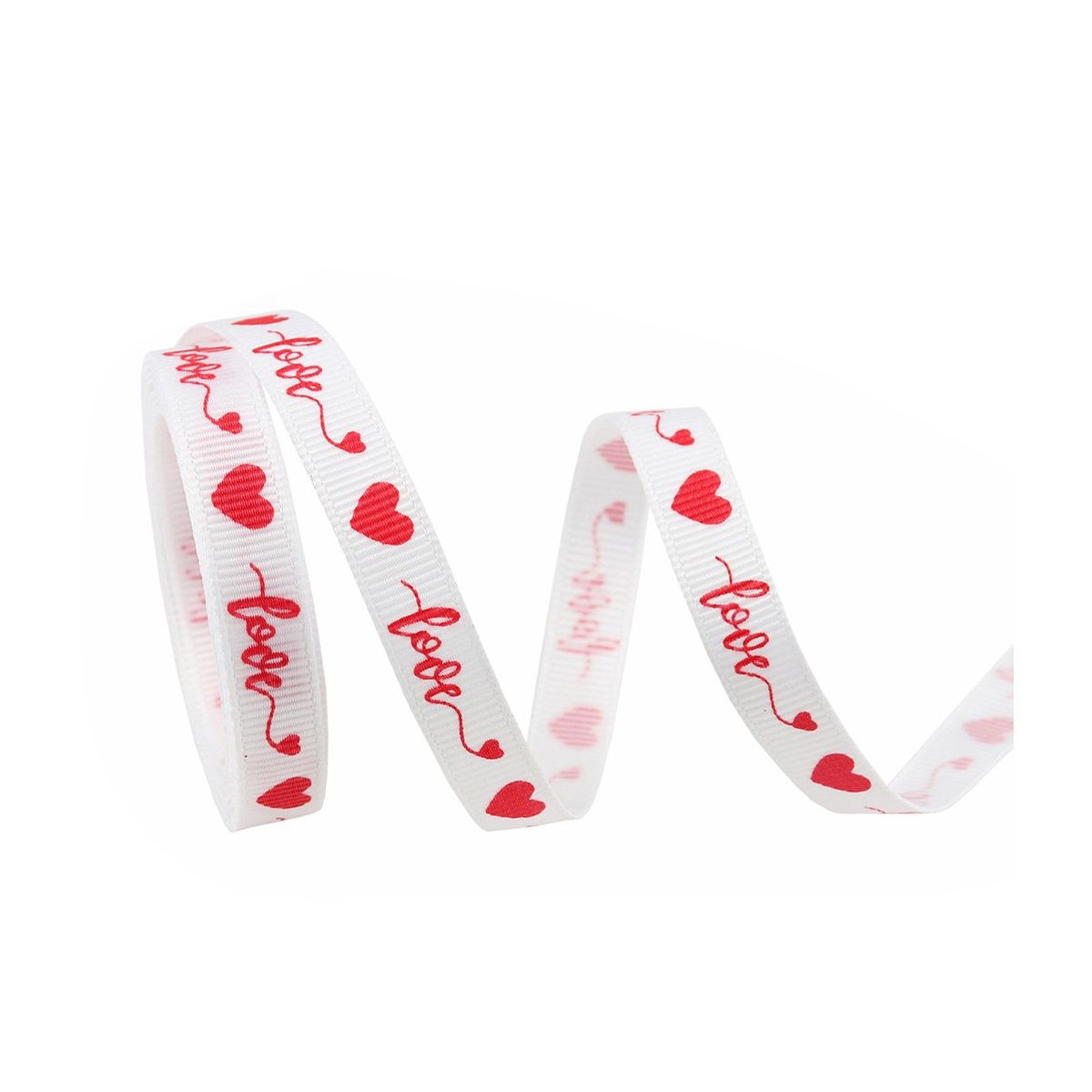 1 Roll Ribbon Webbing Love Heart Pattern Trims Printed Grosgrain Ribbon