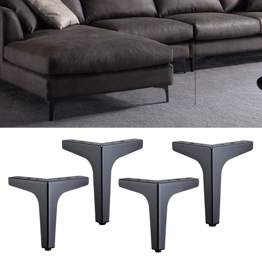 Metal Furniture Legs Sofa Loveseat Chair Sectional - Set Of 4 Black